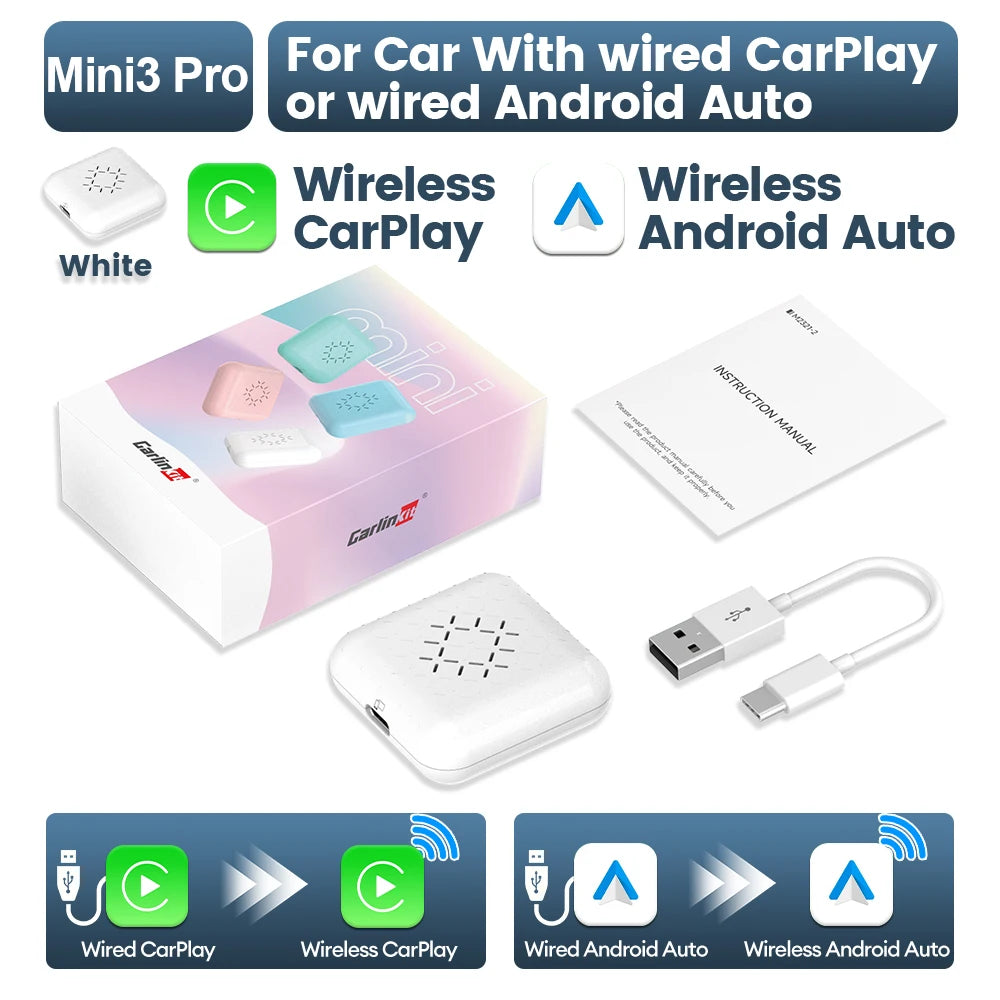 2026 CarlinKit 5 CarPlay Wireless Android Auto Wired to Wireless Adapter Plug&Play For iPhone Android Phone Wireless Connect Car