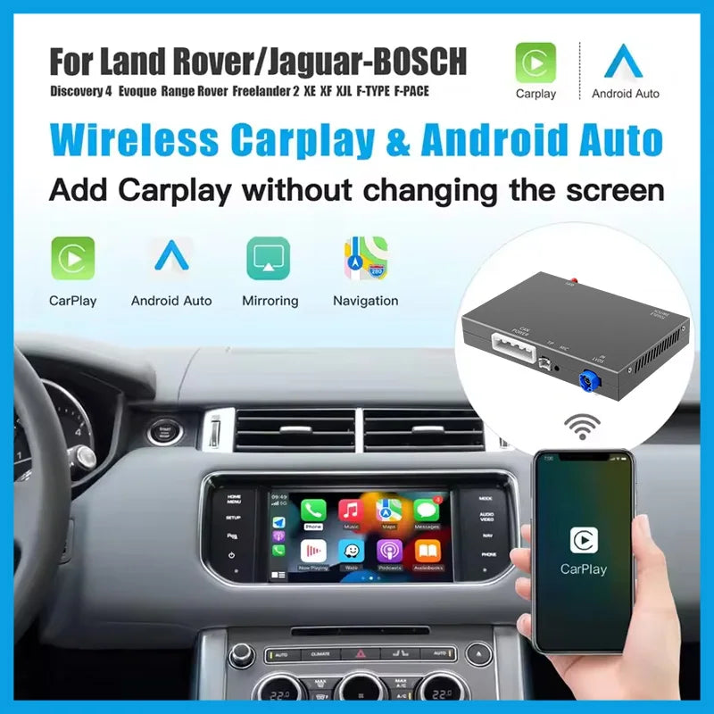 Wireless Carplay Android Auto Fits For Land Rover Jaguar Bosch Discovery4 Evoque Freelander2 XE XF XJL Mirroring Decorder