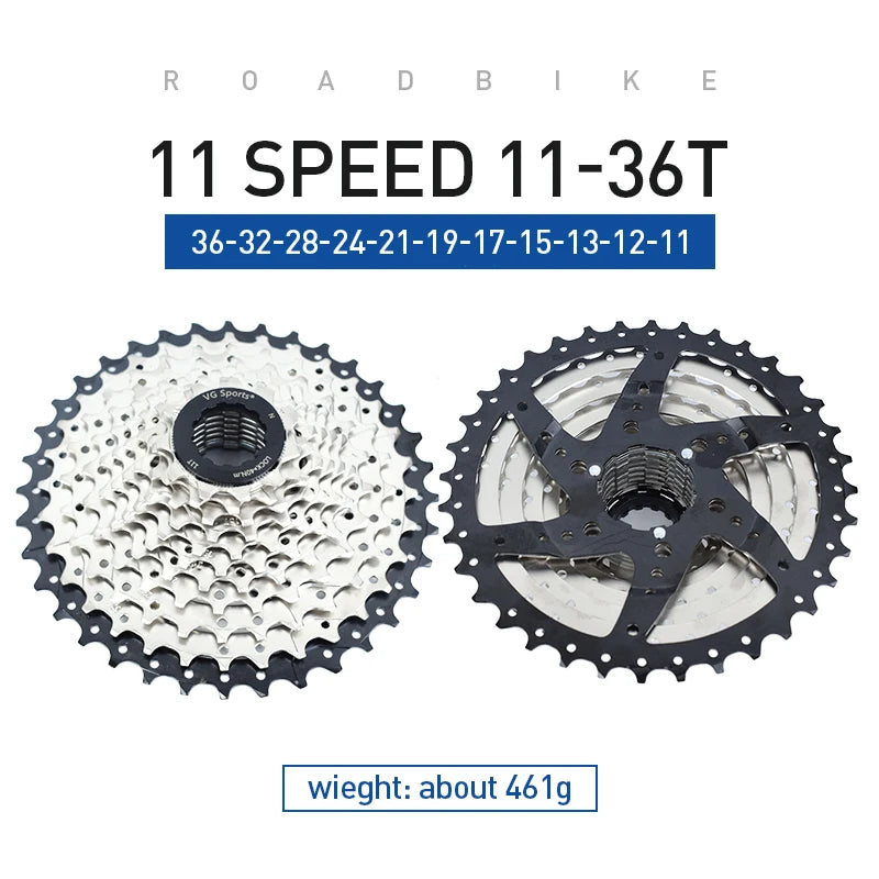 VG Sports All Size Road Bike 8 9 10 11 Speed Velocidade Bicycle Freewheel 11-25T/28T/32T/36T Bicycle Cassette Freewheel Sprocket
