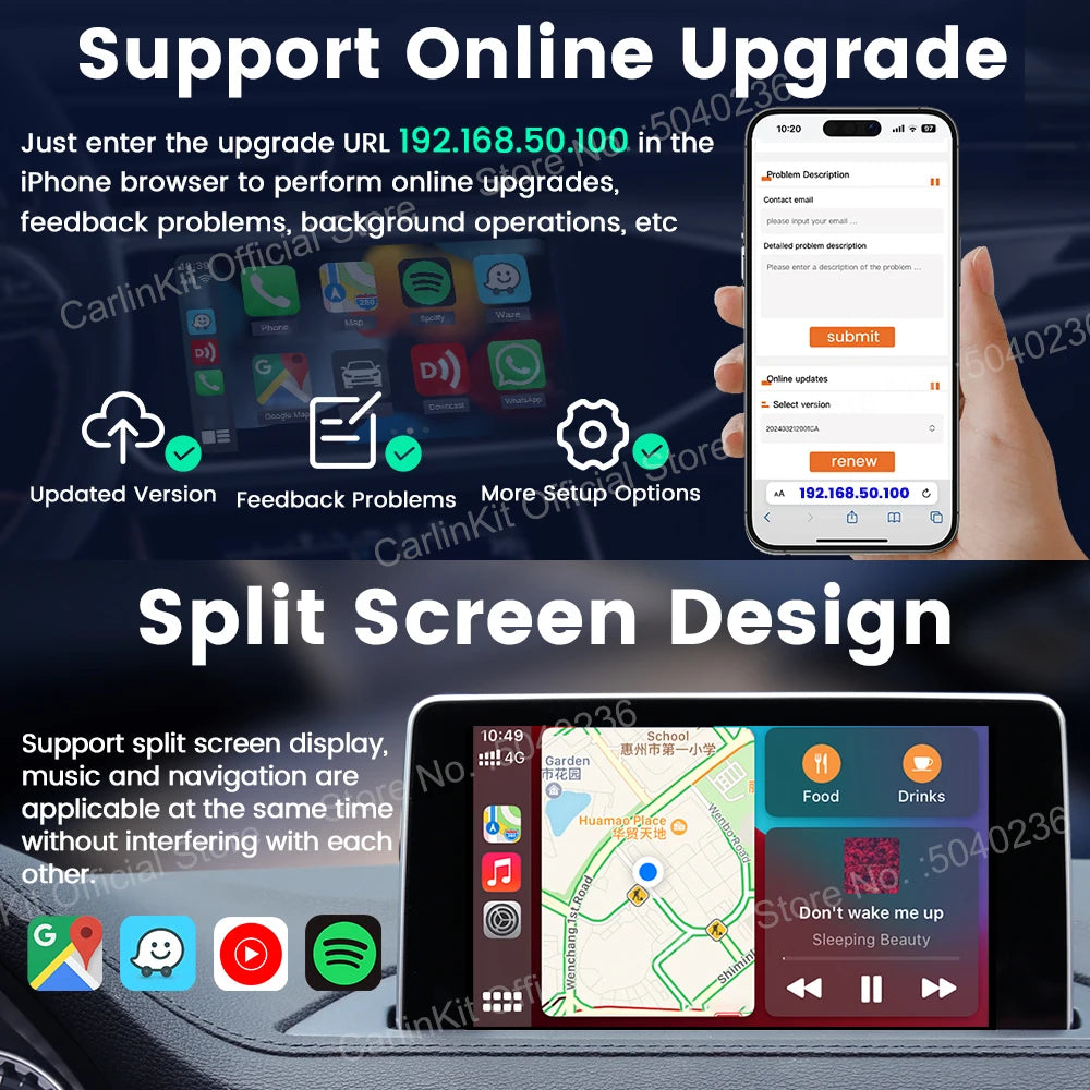 2026 CarlinKit 5 CarPlay Wireless Android Auto Wired to Wireless Adapter Plug&Play For iPhone Android Phone Wireless Connect Car
