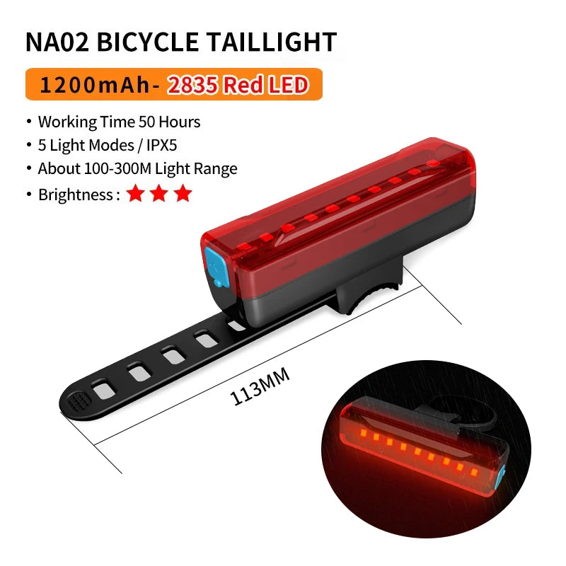 10000-1200mAh Bike Light USB Rechargeable Front Headlight 18650 Battery LED Flashlight for Bicycle Road MTB Lamps Bicycle Light