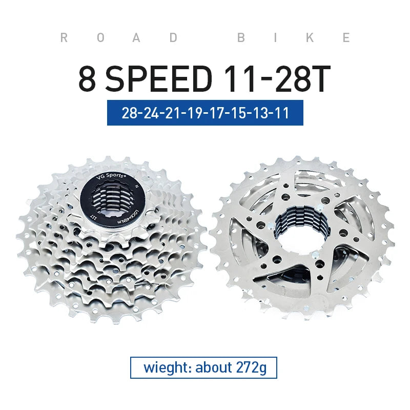 VG Sports All Size Road Bike 8 9 10 11 Speed Velocidade Bicycle Freewheel 11-25T/28T/32T/36T Bicycle Cassette Freewheel Sprocket
