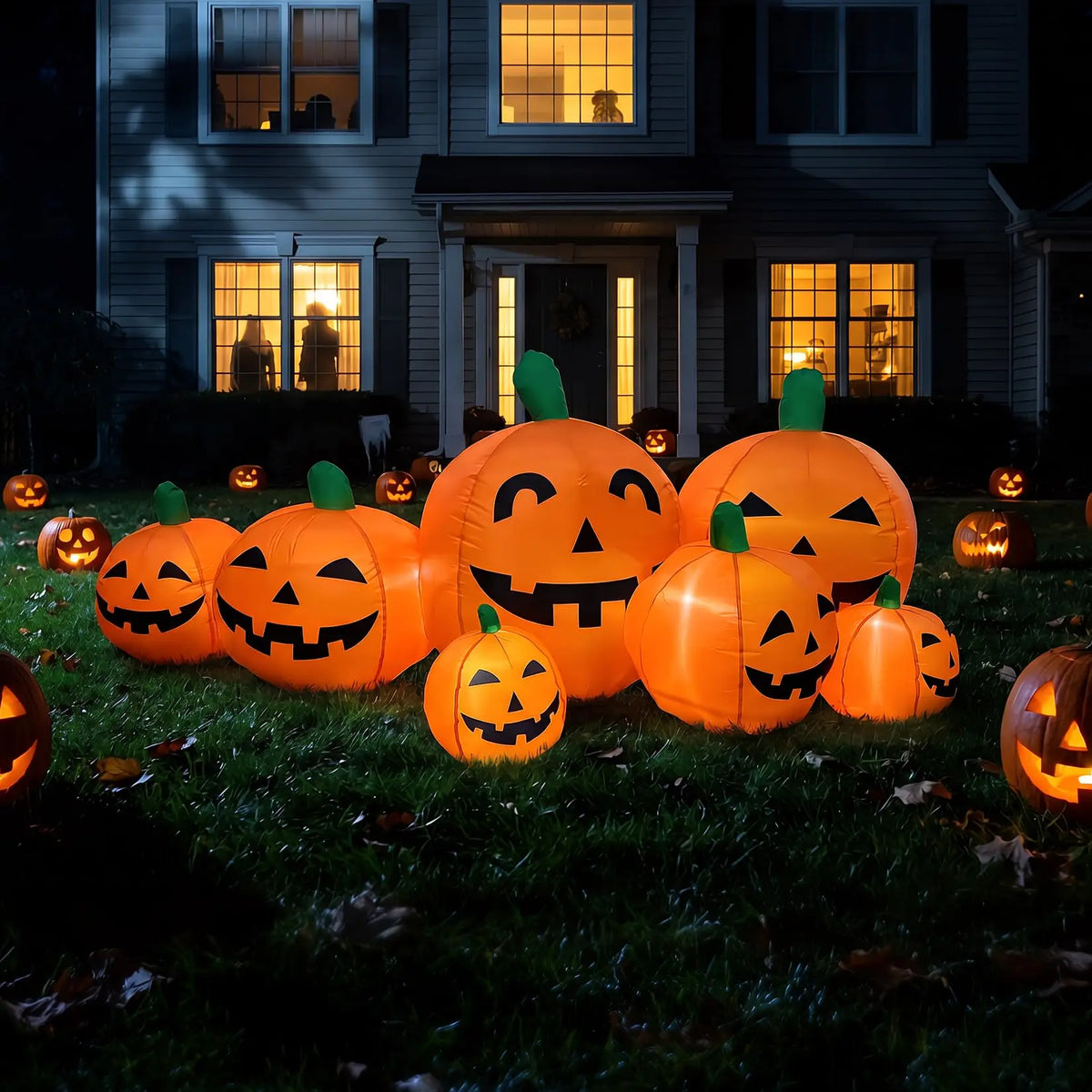 7.5FT Halloween Pumpkin Inflatable Outdoor Toy LED Lights Blow Up Jack O Lantern Patch Yard Lawn Porch Fall Thanksgiving Decor