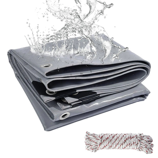 PVC 440gsm Extra Waterproof Heavy Tarpaulin Tarp Sheet Cover with Reinforced Grommets for Furniture Ground Multipurpose Covers