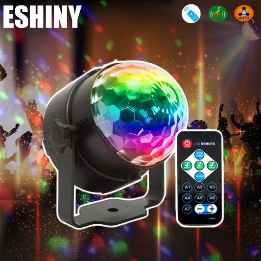 ESHINY MINI 3/6W Crystal Magic Ball RGB 6 Color LED Stage Effect Light Rotating Full Color DJ Dace Party Room Disco Bulb Lamp R5