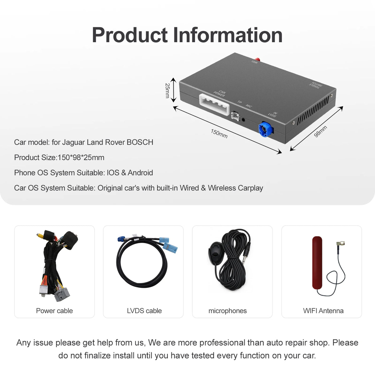 Wireless Carplay Android Auto Fits For Land Rover Jaguar Bosch Discovery4 Evoque Freelander2 XE XF XJL Mirroring Decorder