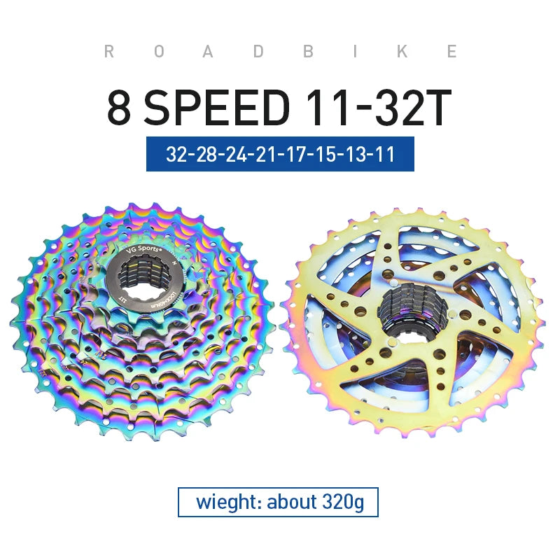 VG Sports All Size Road Bike 8 9 10 11 Speed Velocidade Bicycle Freewheel 11-25T/28T/32T/36T Bicycle Cassette Freewheel Sprocket