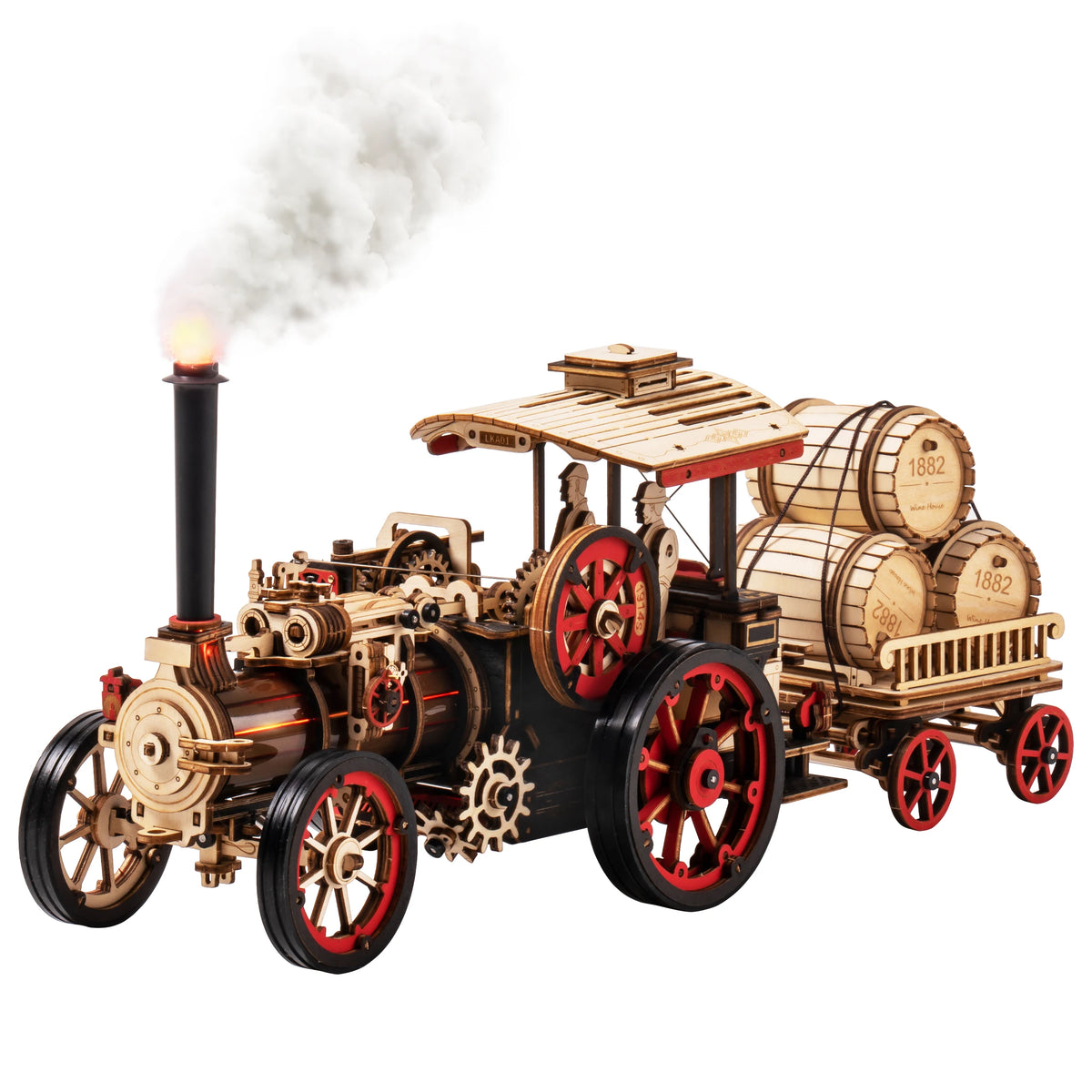 ROKR Wooden 3D Puzzle Steam Engine Mechanical Model Building Kit Brain Teasers DIY Jigsaw Craft Kit for Home Decor Holiday Gift for Adults Teens