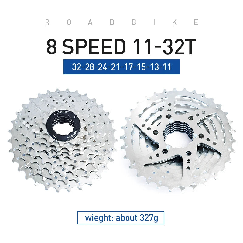 VG Sports All Size Road Bike 8 9 10 11 Speed Velocidade Bicycle Freewheel 11-25T/28T/32T/36T Bicycle Cassette Freewheel Sprocket