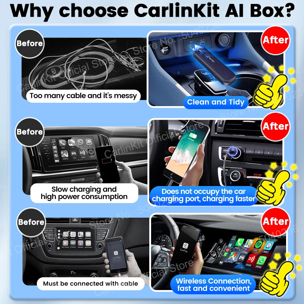 2026 CarlinKit 5 CarPlay Wireless Android Auto Wired to Wireless Adapter Plug&Play For iPhone Android Phone Wireless Connect Car