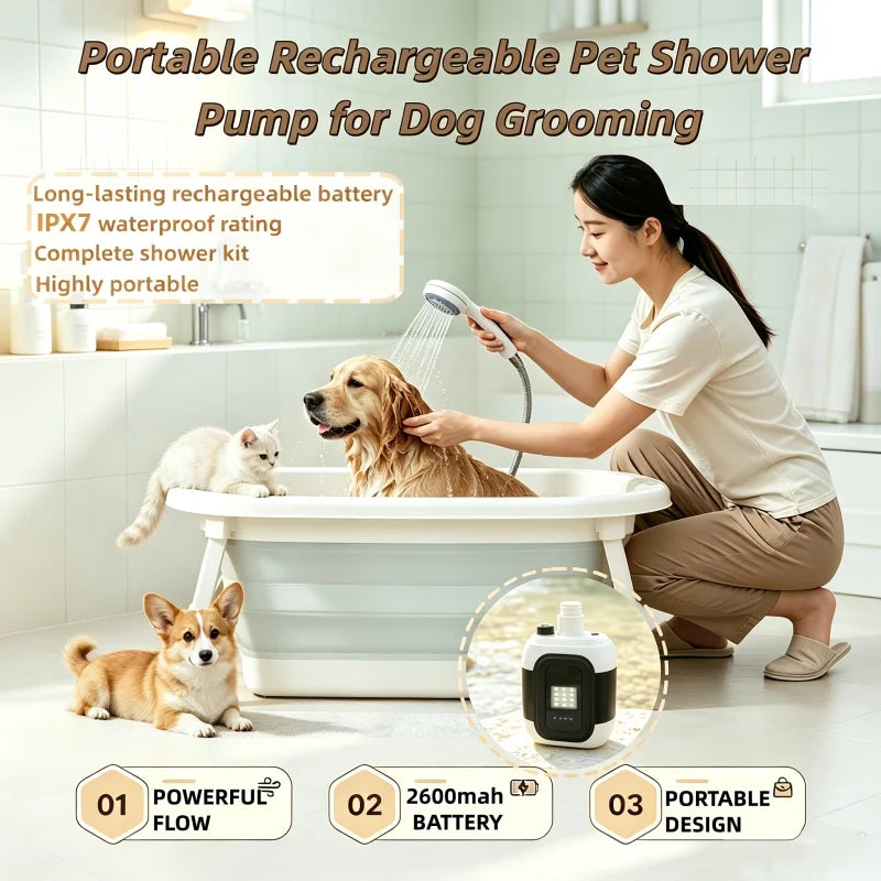 USB Rechargeable Portable Electric Shower Pump for Camping Outdoor Pet Wash Garden Cleaning Dormitory - Essential Shower Utility Tool