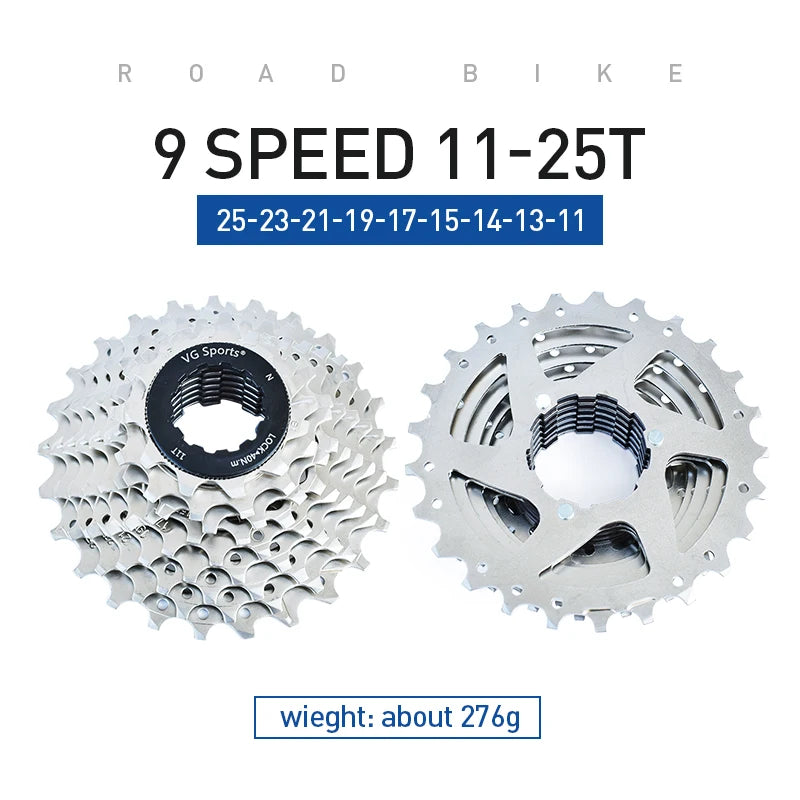 VG Sports All Size Road Bike 8 9 10 11 Speed Velocidade Bicycle Freewheel 11-25T/28T/32T/36T Bicycle Cassette Freewheel Sprocket